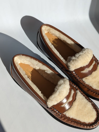 G.H.BASS Women's Whitney Shearling Loafers Whiskey Brown Size US 9.5 (MSRP $175)