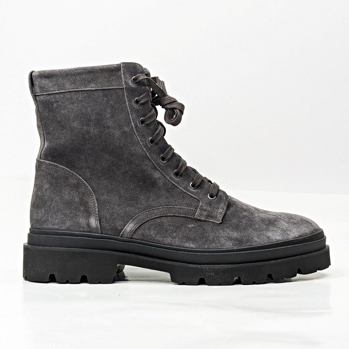 Vince Men's Raider Lace Up Boots in Graphite Suede Size 12 (MSRP $395)