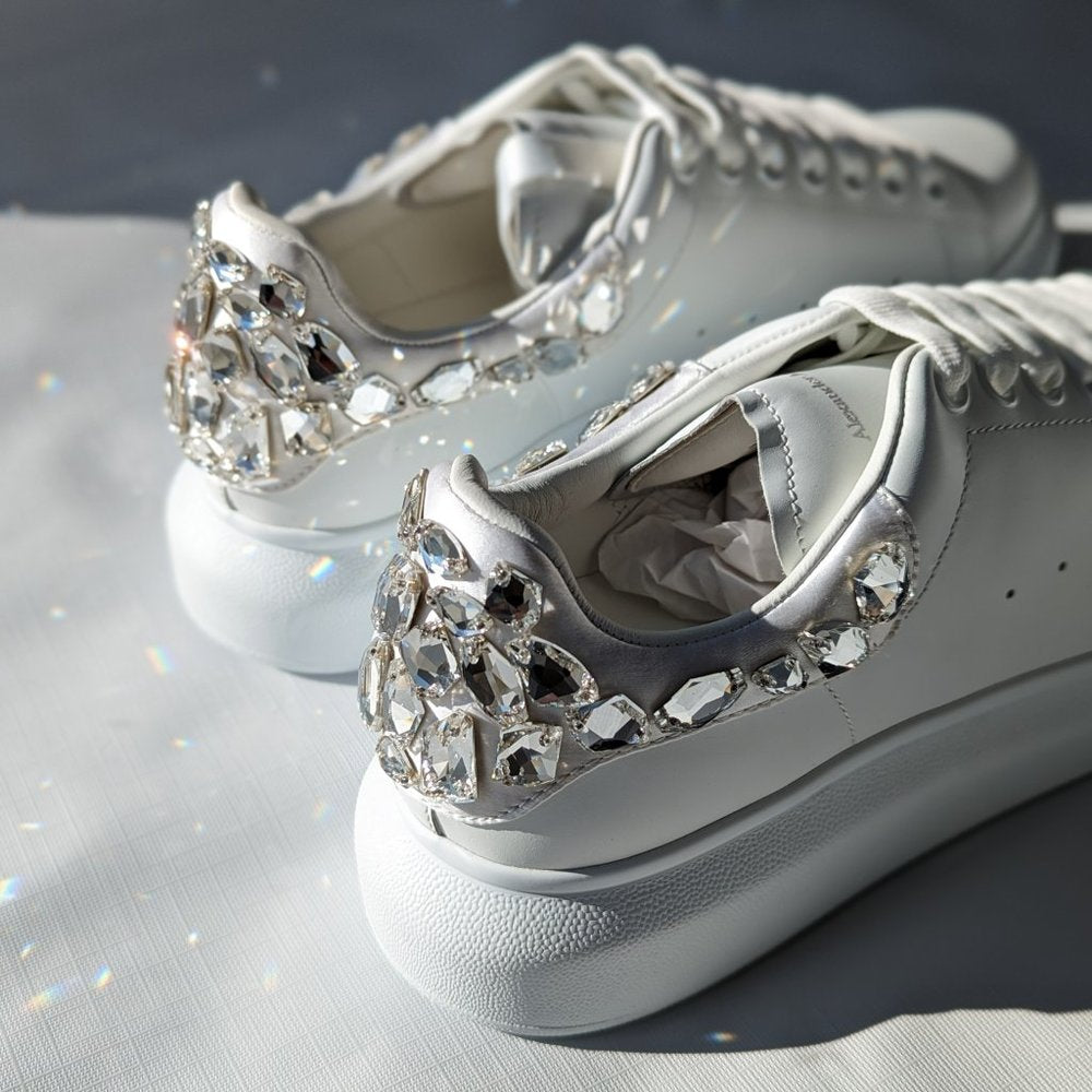 Alexander Mcqueen White Larry Crystal Detail Sneakers Size 40 (MSRP $1,150)