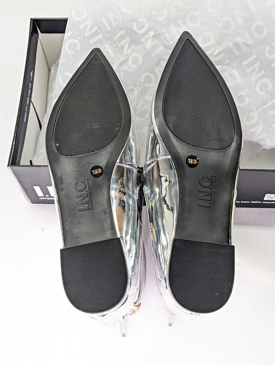 I.N.C. International Concepts Valan Silver Triple Straps Flats Size 7.5 MSRP $80