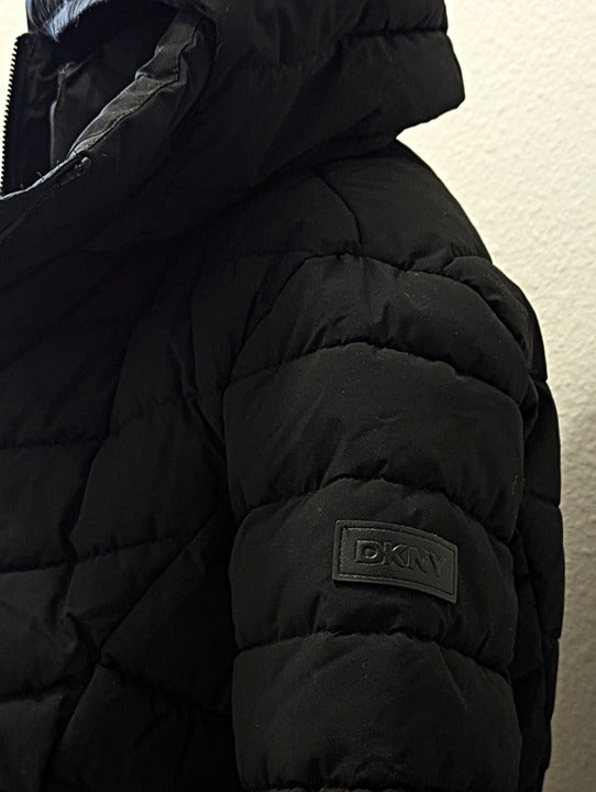 DKNY Women's Black Bibbed Packable Puffer Coat Size XS (MSRP $180)