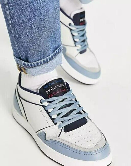 PS Paul Smith Jem Men's Sneakers White/Blue Leather Size 9 (MSRP $275)