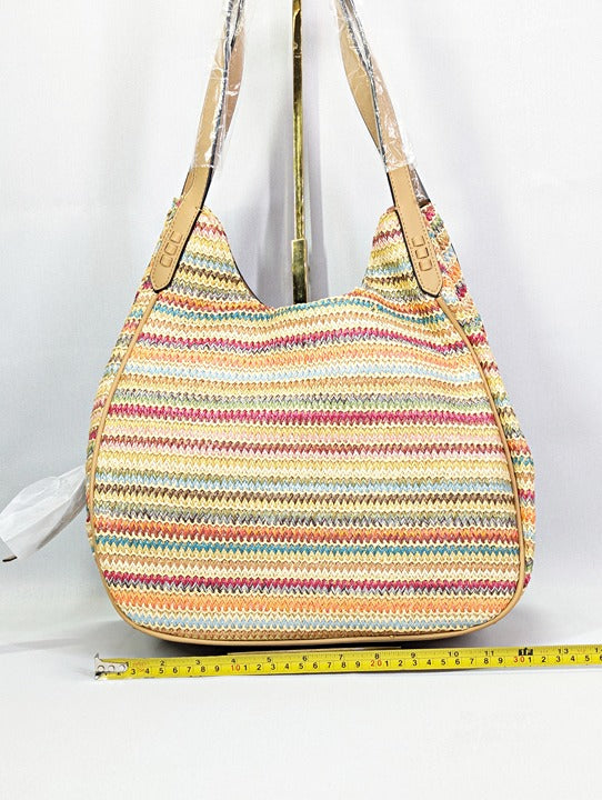 Style & Co Women's Straw Medium 4-Poster Tote Multi Stripe (MSRP $90)