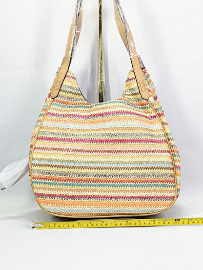 Style & Co Women's Straw Medium 4-Poster Tote Multi Stripe (MSRP $90)